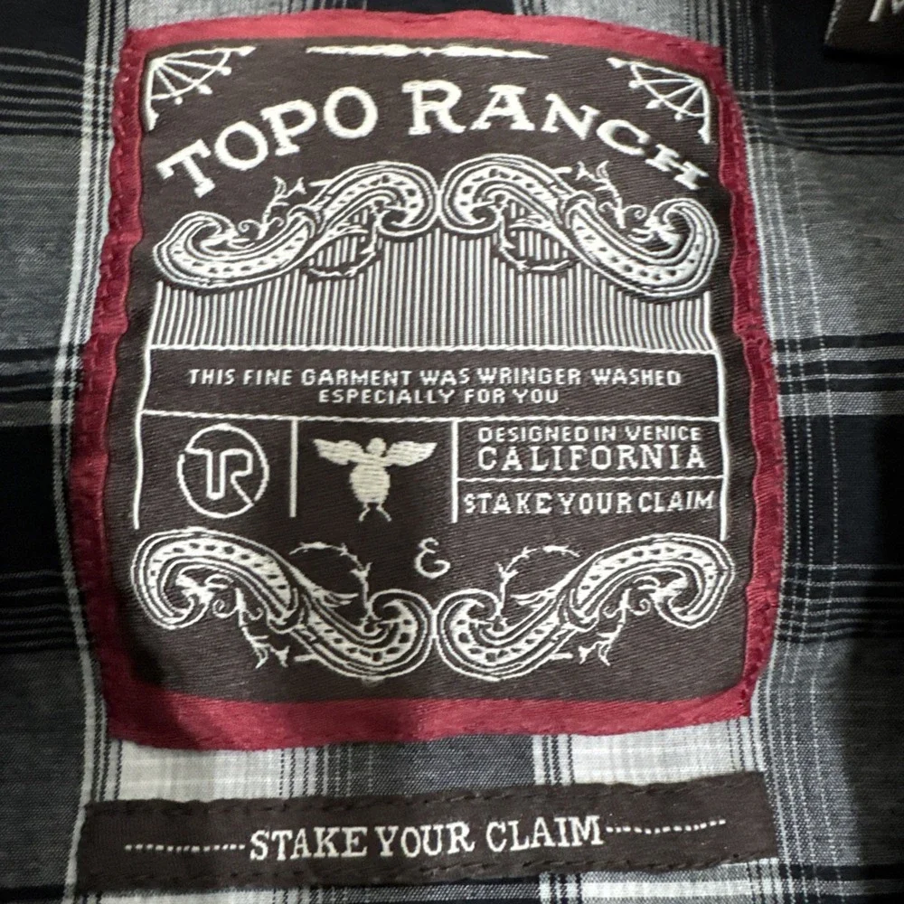 Topo Ranch Pearl Snap‎ Plaid Western Long Sleeve Rockabilly Shirt Size Medium